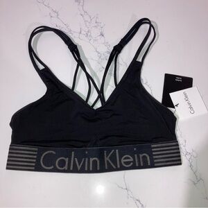 NWT Calvin Klein Black Strappy Bralette - size S